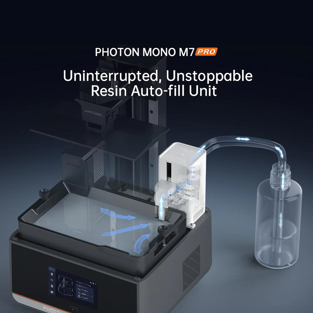 Многофункциональный 3D принтер Anycubic Photon Mono M7 Pro способен сам контролировать уровень смолы для её економного израсходования 